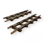 Twee 66,5 mm Hoe straight rails - Minitrains 9314