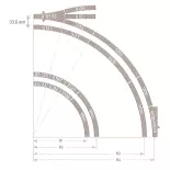 Binario curvo zavorrato, raggio R4 430 mm 15° Fleischmann 9136 - N : 1/160 - Codice 80