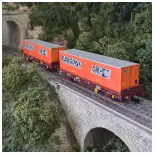Set 2 JOUEF 6224 "CNC Kargo70" container wagons - HO 1 : 87 - SNCF - EP IV