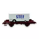 Wagon UFR mono-porteur + fourgon frigo "STEF" - Ree Modèles WB-650 - HO 1/87 - SNCF - Ep III - 2R