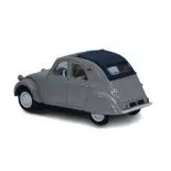 Voiture Citroën 2cv AZLP 1958 grise, capote ouverte SAI 6011 - HO 1/87