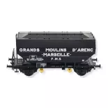 Vagón cerealero negro Grands Moulins d'Arenc - REE MODELES WB726 SNCF HO 1/87