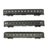 Set of 3 DEV AO Arnold HN4383 passenger carriages - N 1/160 - SNCF - EP III