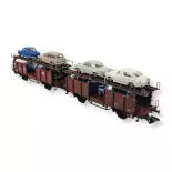 2 Laaes type car carriers with carriages - Trix 24332 - HO 1/87th