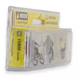 Set di 4 figure su 3 biciclette NOCH 15909 HO 1/87