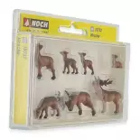 Pack de 2 cerfs, 4 faons et 1 biche NOCH 15732 - HO : 1/87ème