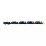 Conjunto de 5 vagones cisterna tipo Zaes REPSOL TRANSFESA MF Tren N71020 EP V-VI