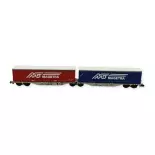 Wagon Porte-Conteneur Sggmrss90 "MAGETRA" bleu/rouge - REE MODELES NW-210 - N 1/160 - SNCF - V/VI