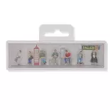 Set de 7 figuras sentadas, adultos Faller 151662 - HO : 1/87