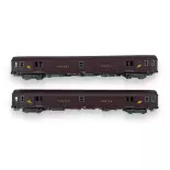 Set of 2 brown PA UIC mail coaches - LS Models 40444 - SNCF - HO : 1/87 - EP IV