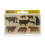 Pack de 9 vaches tipo Highland NOCH 15728 - HO 1/87