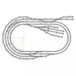 Curved track, radius 371 mm 11.25° Peco ST222 - HO : 1/87 - Code 100