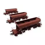 Set of 3 F70 UAS REE hopper wagons Models WB808 - HO 1/87 - SNCF - EP V/VI