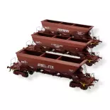 Set de 3 Wagons Trémies EX - REE MODÈLES NW-266 - N 1/160 - SNCF - EP IV - DC