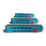 Set 3 Wagen für TGV Duplex OUIGO JOUEF HJ3010 SNCF HO 1/87 EP VI