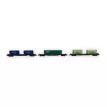 Coffret 3 wagons portes-conteneurs - Minitrix 15072 - N 1/160 - SNCF - Ep VI - 2R