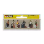 Pack of 6 travellers with suitcases - Noch 15217 - HO 1/87