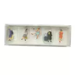 Lot de 5 personnages en shopping Preiser 10665 - HO : 1/87