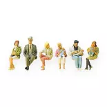 6 Figurines assises PREISER 10332 - HO 1:87 - adultes et enfants