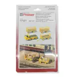 Model elektrische vrachtwagen, 3 aanhangwagens, geel, PREISER 17121 - HO 1/87 - EP III