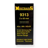 Lot de 2 Rails Droits - 63MM - Minitrains 9313 - HOe 1/87 