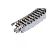 4 rails incurvés Unitrack (R249-15) 15 degrés - Kato 20-101 - HO 1/87