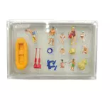 Lot de 9 Personnages A La Plage avec Accessoires - Preiser 10692 - HO : 1/87