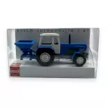 Tracteur Progress ZT 303 bleu avec épandeur - BUSCH 42858 - HO 1/87  