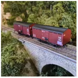 Set of 2 10T red sideros REE MODELES WB759 - PLM HO 1/87 - EP II primeur wagons