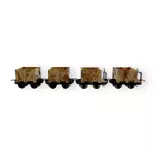 Lot de 4 wagons de chargement - Minitrains 3113 - HOe 1/87 - Ep III