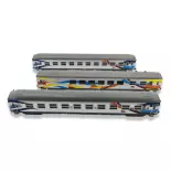 Set of 3 MiniTrix 18210 sleeper coaches "Croisière" - N 1/160 - EP VI