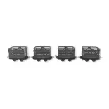 Set of 4 wooden freight cars Minitrains 5187 - HOe 1/87