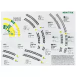 6° curved track - Minitrix 14916 - R1 radius 194.6 mm - N : 1/160 - code 80