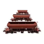 Set of 3 F70 UAS REE hopper wagons Models WB806 - HO 1/87 - SNCF - EP VI