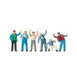 Lot de 6 Camionneurs - Figurine - PREISER 10036 - Échelle HO 1/87