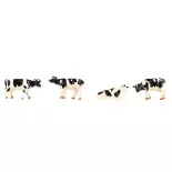 Lot de 8 vaches blanches tachetées noires Faller 151903 - N 1/160