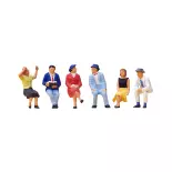 Pack de 6 Personnages assis - Figurine - PREISER 10021 - Échelle HO : 1/87ème