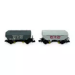 Set aus 2 Getreidewaggons "C.T.C COTRAM" & "C.T.C UNCAC" - Ree Modèles NW-313 - N 1/160 - SNCF - Ep III - 2R