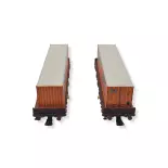 Set 2 JOUEF 6224 "CNC Kargo70" container wagons - HO 1 : 87 - SNCF - EP IV