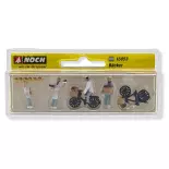 Set of 5 bakers and 2 bicycles NOCH 15053 - HO 1/87