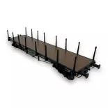 Carrozza plat TP noir à Ranchers courts REE Modeles WB547 SNCF - HO 1/87 - EP IIIA