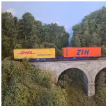 Waggon porte-conteneurs Sggmrss'90 Mehano 90663 - HO 1/87 - CBR - EP VI