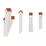 Set of 4 brick crown fireplaces FALLER 180858 - HO 1/87 - EP I