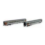 Set de 2 voitures voyageurs Corail VU livrée d’origine - Piko 94502 - N 1/160 - SNCF - EP V - 2R