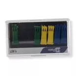 Set di 6 bidoni da 100 l - blu/giallo/verde - 87Train 22230 | HO 1/87