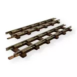 Lot 2 Gerade Schienen - 77MM - Minitrains 9301 - HOe: 1/87