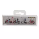 Set van 4 motorrijders/personages, motorfietsen en scooters FALLER 151669 - HO 1/87 -