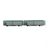 2 Waggons Schiebewände Hbbillns Hobbytrain H24682 - N 1/160 - SNCF