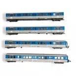 Set of 4 RIO 77 coaches - JOUEF HJ4185 - HO 1/87 - SNCF
