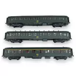 Lote de 3 coches de viajeros OCEM de paredes lisas A8 / B10 / B10 - Models World 40943 - HO 1/87 - SNCF - Ep IV - 2R